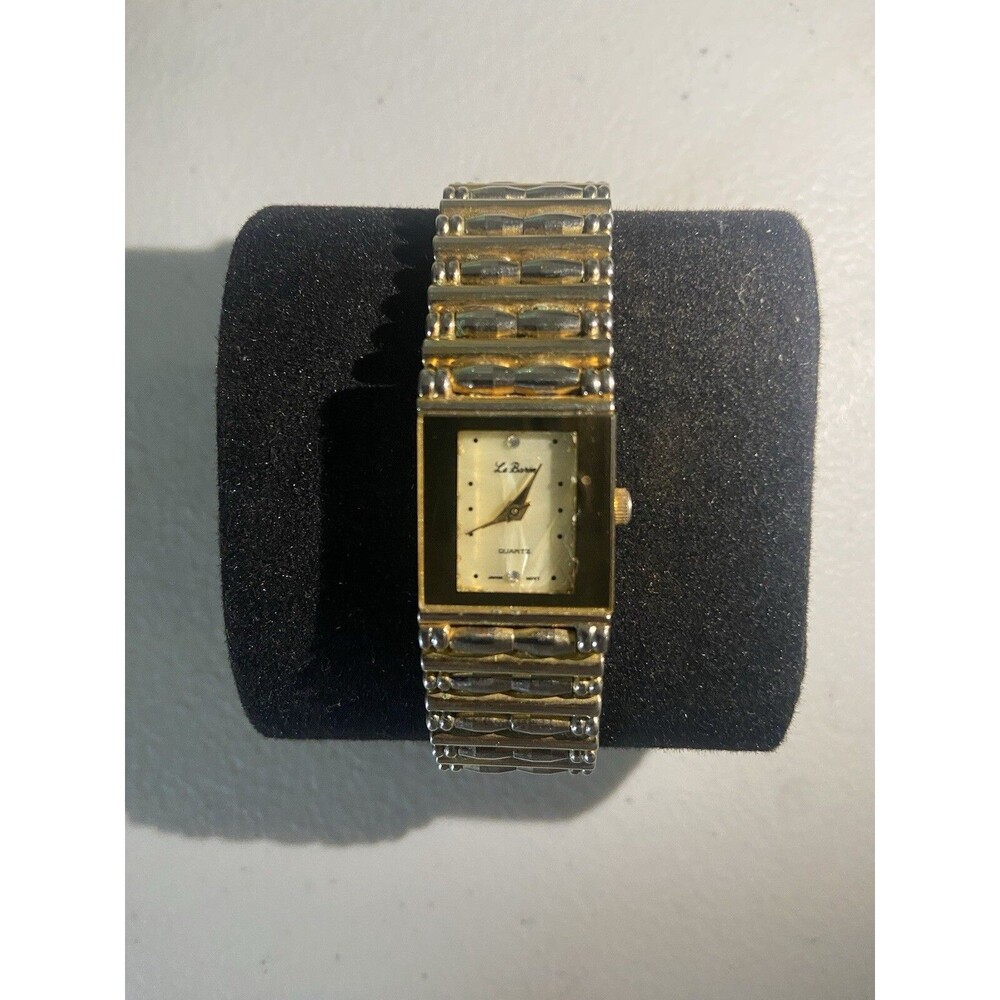 Le Baron Quartz Women's Watch Gold Band Perl Face I.D. ENT Japan Movement